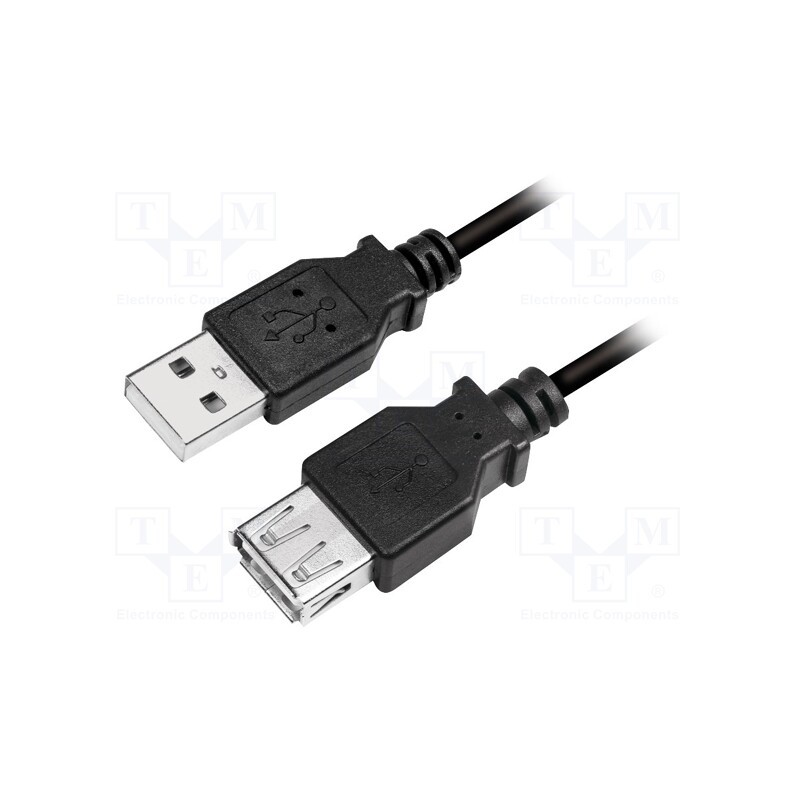 1 pcs x LOGILINK - CU0010B - Cable, USB 2.0, USB A socket,USB A plug, nickel plated, 2m, black