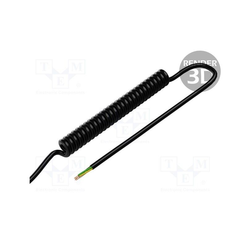 1 pcs x SIMECH - SPT00099C - Wire: coiled, 4x0.22mm2, unshielded, PUR, black, 300V, 0.1m, 0.4m