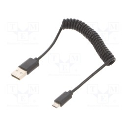 1 pcs x GEMBIRD - CC-MUSB2C-AMBM-0.6M - Cable, coiled,USB 2.0, USB A plug,USB B micro plug, gold-plated