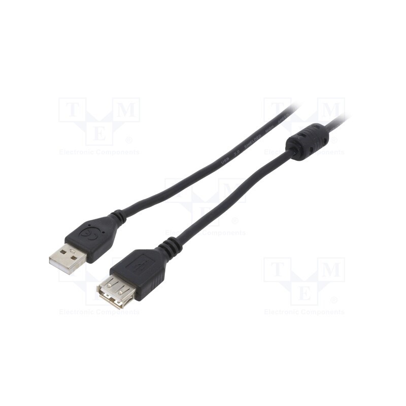1 pcs x GEMBIRD - CCF-USB2-AMAF-15 - Cable, USB 2.0, USB A socket,USB A plug, gold-plated, 4.5m, black