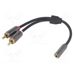 1 pcs x 4CARMEDIA - - - Cable, Jack 3.5mm 3pin plug,RCA socket x2, 0.2m, black