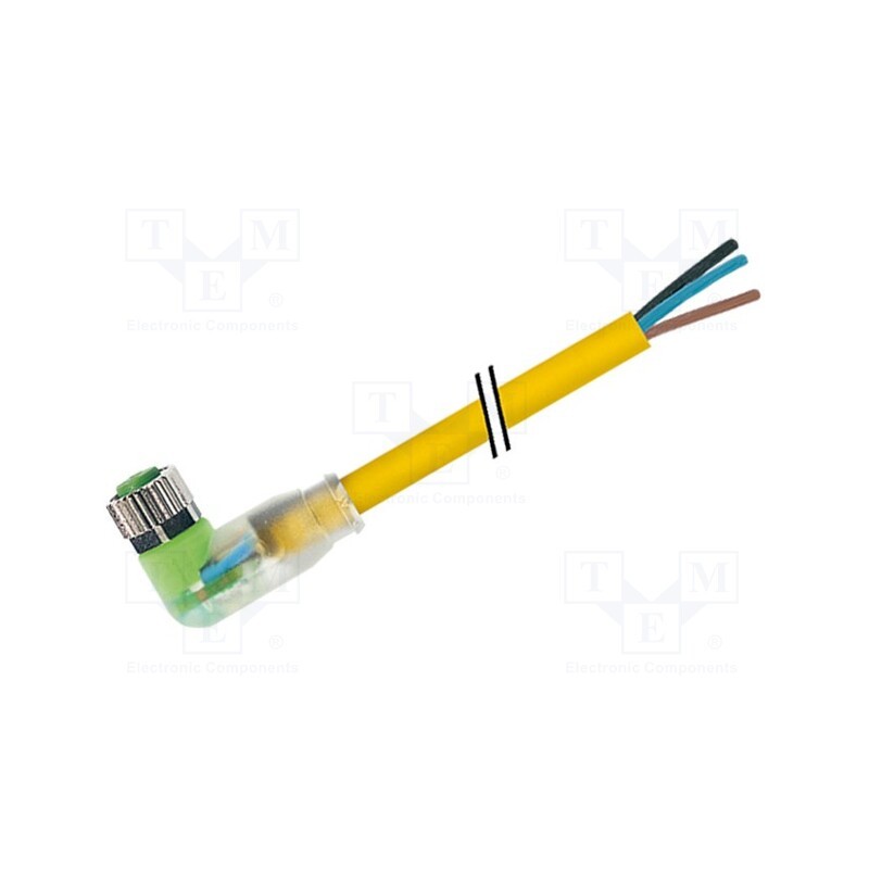 1 pcs x MURR ELEKTRONIK - 7000-08121-0300750 - Connection lead, M8, PIN: 3, angled, 7.5m, plug, 30VAC, 4A, -40÷80°C