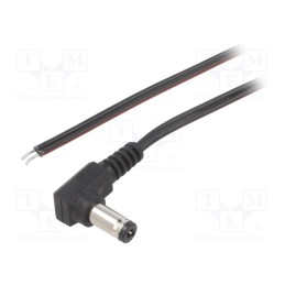 1 pcs x BQ CABLE - DC.CAB.6201.0200 - Cable, 2x0.35mm2, wires,DC 5,5/2,1 plug, angled, black, 2m