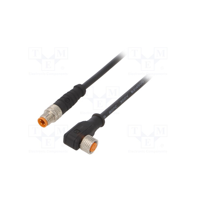 1 pcs x LUTRONIC - 0810 0806 03 L1 300 2M - Connection lead, M8, PIN: 3, 2m, plug, 4A, -25÷80°C, PUR, IP67, 30VDC
