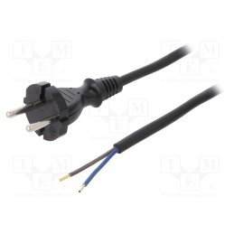 1 pcs x PLASTROL - W-97188 - Cable, 2x1mm2, CEE 7/17 (C) plug,wires, rubber, 3m, black, 16A