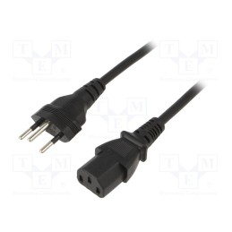 1 pcs x SUNNY - C13S18 - Cable, 3G0.75mm2, IEC C13 female,SEV-1011 (J) plug, PVC, 1.8m