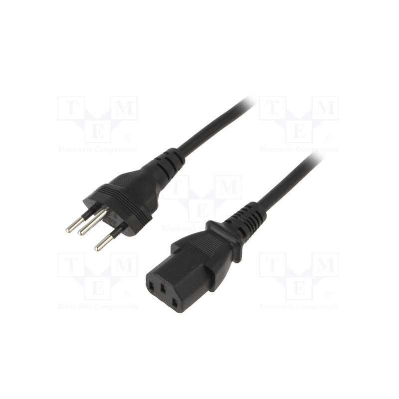 1 pcs x SUNNY - C13S18 - Cable, 3G0.75mm2, IEC C13 female,SEV-1011 (J) plug, PVC, 1.8m