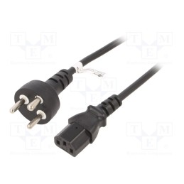 1 pcs x Goobay - 95732 - Cable, DE1-13P (K) plug,IEC C13 female, PVC, 2m, black, 10A, 250V