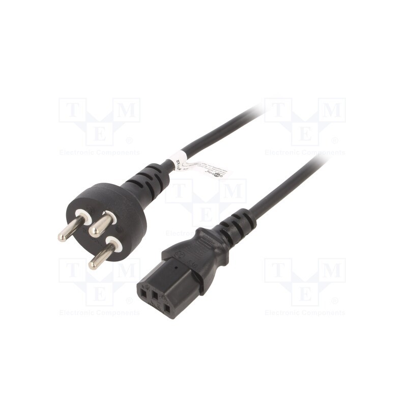 1 pcs x Goobay - 95732 - Cable, DE1-13P (K) plug,IEC C13 female, PVC, 2m, black, 10A, 250V