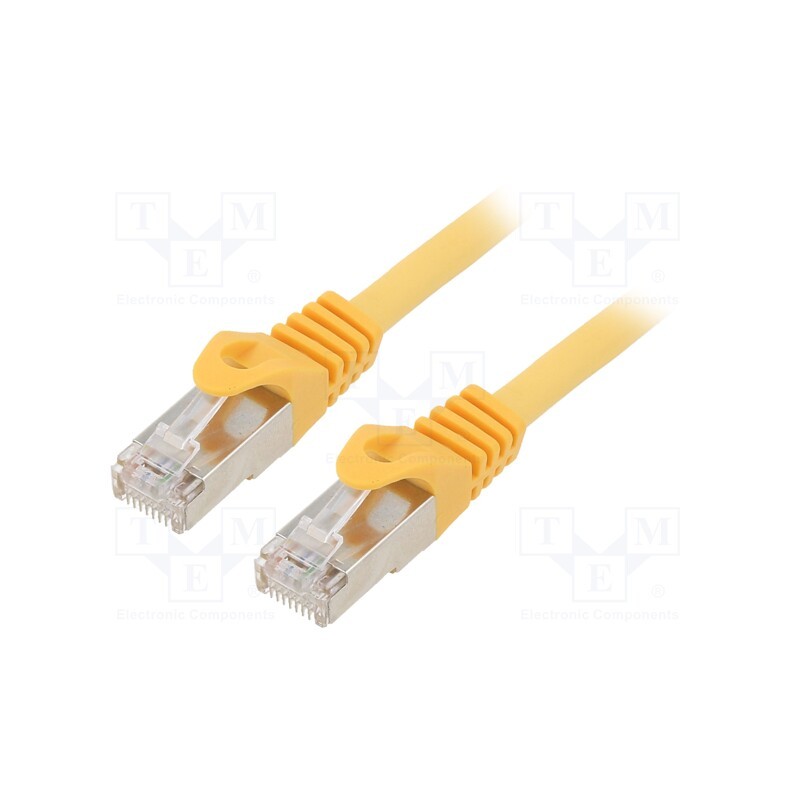 1 pcs x GEMBIRD - PP6A-LSZHCU-Y-10M - Patch cord, S/FTP, 6a, solid, Cu, LSZH, yellow, 10m, 27AWG