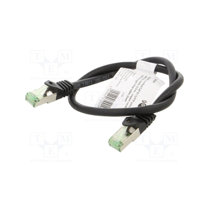 1 pcs x Goobay - 61092 - Patch cord, S/FTP, Cat 8.1, stranded, Cu, LSZH, black, 0.5m, 26AWG