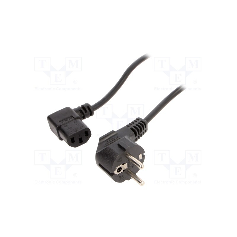 1 pcs x GEMBIRD - PC-186A-VDE - Cable, 3x0.75mm2, CEE 7/7 (E/F) plug angled,IEC C13 female 90°