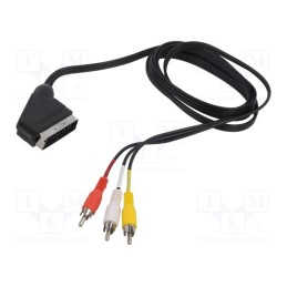 1 pcs x SAVIO - SAVKABELCL-133 - Cable, RCA plug x3,SCART plug, 2m, black
