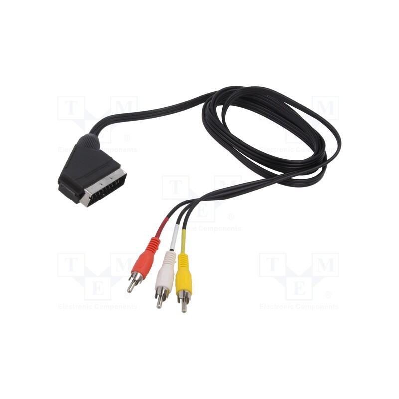 1 pcs x SAVIO - SAVKABELCL-133 - Cable, RCA plug x3,SCART plug, 2m, black