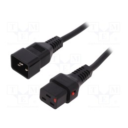 1 pcs x IEC LOCK - IEC-PC1284 - Cable, IEC C19 female,IEC C20 male, PVC, 1m, black, 16A, 250V