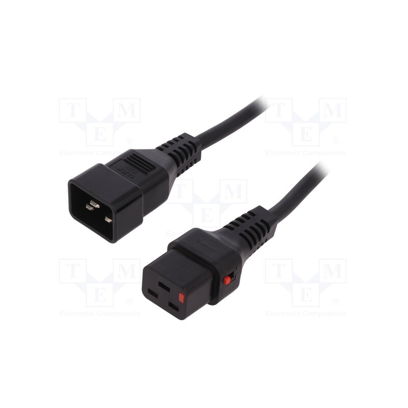 1 pcs x IEC LOCK - IEC-PC1284 - Cable, IEC C19 female,IEC C20 male, PVC, 1m, black, 16A, 250V
