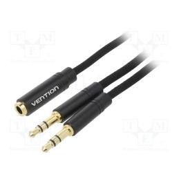 1 pcs x VENTION - BBLBAB - Cable, Jack 3.5mm 3pin plug x2,Jack 3.5mm 4pin socket, 0.6m