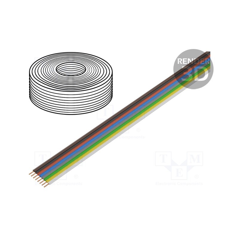 1 rol x DONAU ELEKTRONIK - 119-885 - Wire: ribbon, FBK Toy, 8x0.14mm2, stranded, Cu, PVC, 250V, 5m