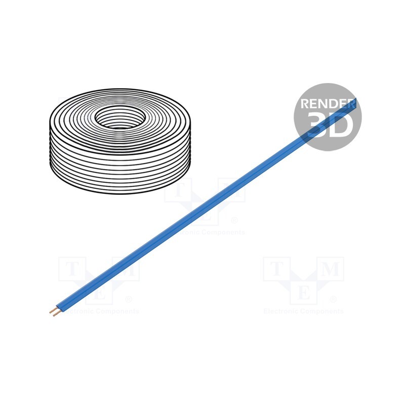 1 rol x DONAU ELEKTRONIK - 114-22 - Wire, LiYz, 2x0.08mm2, 60V, Package: 5m, Cu, stranded, blue