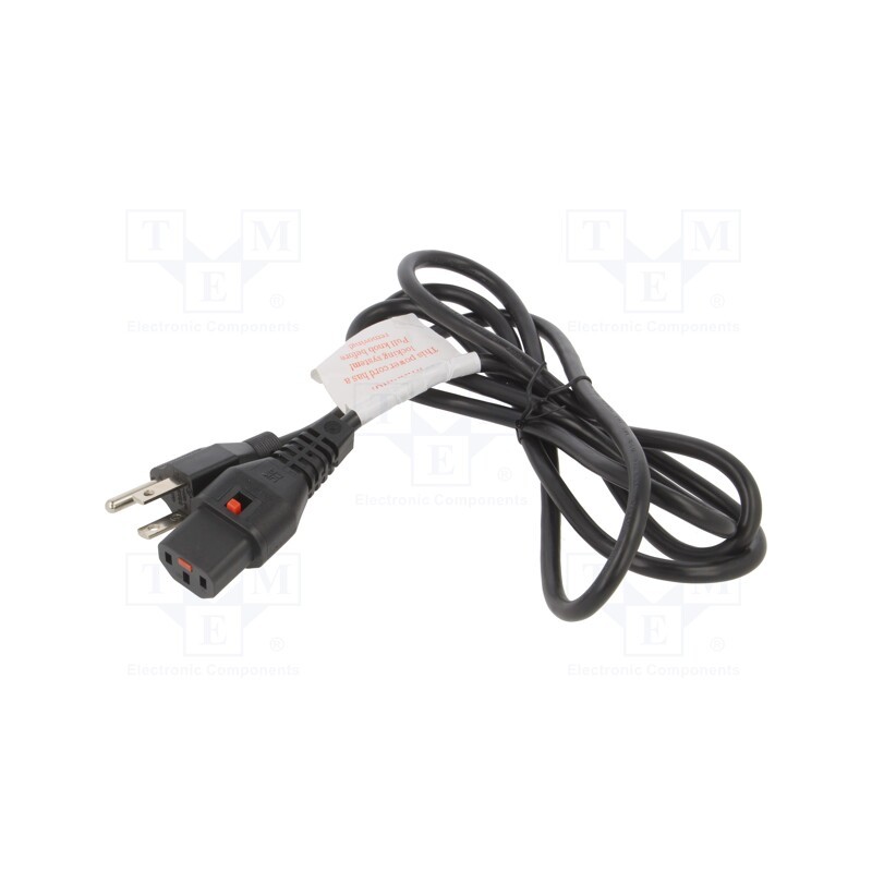 1 pcs x SCHAFFNER - IL13-US1-SVT-3100-183 - Cable, IEC C13 female,NEMA 5-15 (B) plug, 1.83m, black, 10A, 125V