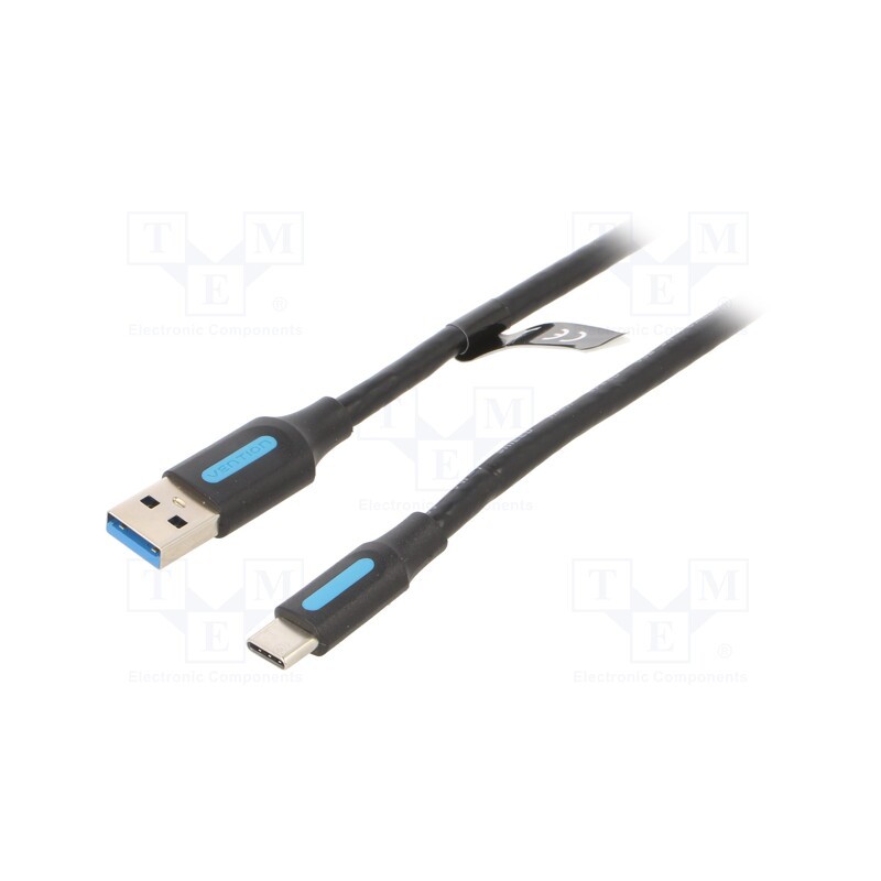 1 pcs x VENTION - COZBD - Cable, USB 3.0, USB A plug,USB C plug, nickel plated, 0.5m, black