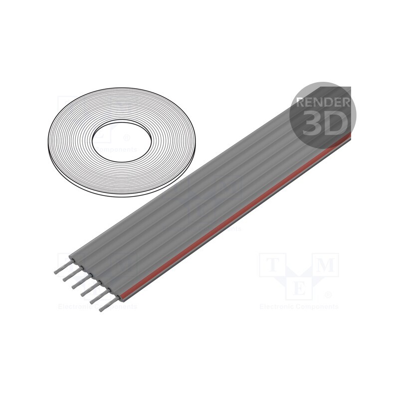 1 rol x CONNFLY - DS1057-06A282R-30.5 - Wire: ribbon, 1.27mm, stranded, Cu, unshielded, PVC, grey, 30.5m