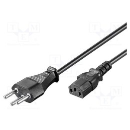 1 pcs x Goobay - 93617 - Cable, IEC C13 female,SEV-1011 (J) plug, PVC, 2m, black, 10A, 250V