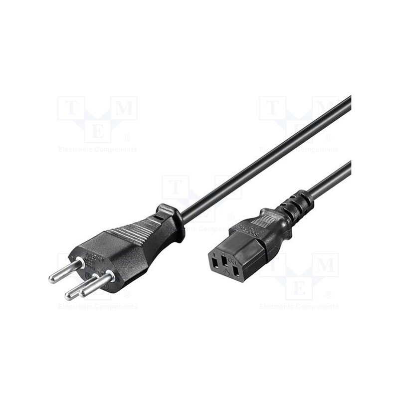 1 pcs x Goobay - 93617 - Cable, IEC C13 female,SEV-1011 (J) plug, PVC, 2m, black, 10A, 250V