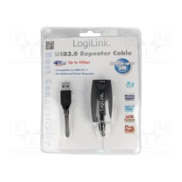 1 pcs x LOGILINK - UA0127 - Repeater USB, USB 3.0, USB A socket,USB A plug, 5m, black, 5Gbps