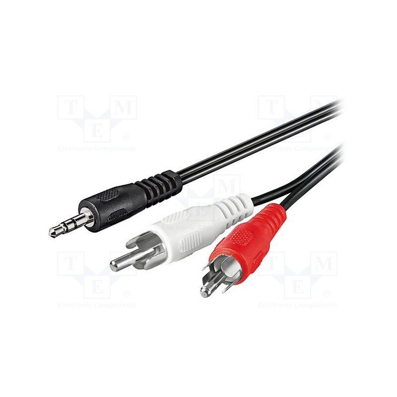 1 pcs x Goobay - 50018 - Cable, Jack 3.5mm 3pin plug,RCA plug x2, 1.5m, black