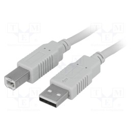 1 pcs x BQ CABLE - BQC-USB2AB/5 - Cable, USB 2.0, USB A plug,USB B plug, 5m, light grey