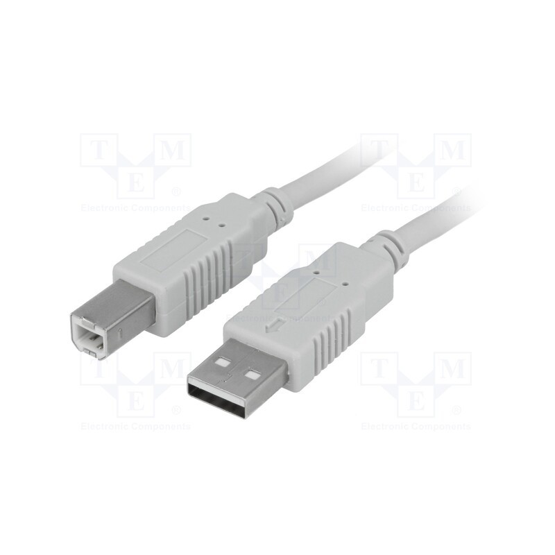 1 pcs x BQ CABLE - BQC-USB2AB/5 - Cable, USB 2.0, USB A plug,USB B plug, 5m, light grey