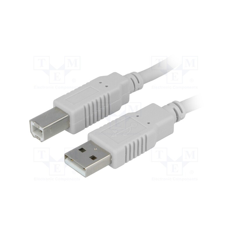 1 pcs x BQ CABLE - CAB-USBAB/1.8 - Cable, USB 2.0, USB A plug,USB B plug, 1.8m, grey, Core: Cu
