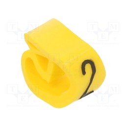 1 pcg x PARTEX - PA-20004AV40.2 - Markers, Marking: 2, 4÷10mm, PVC, yellow, -30÷60°C, leaded, PA-2