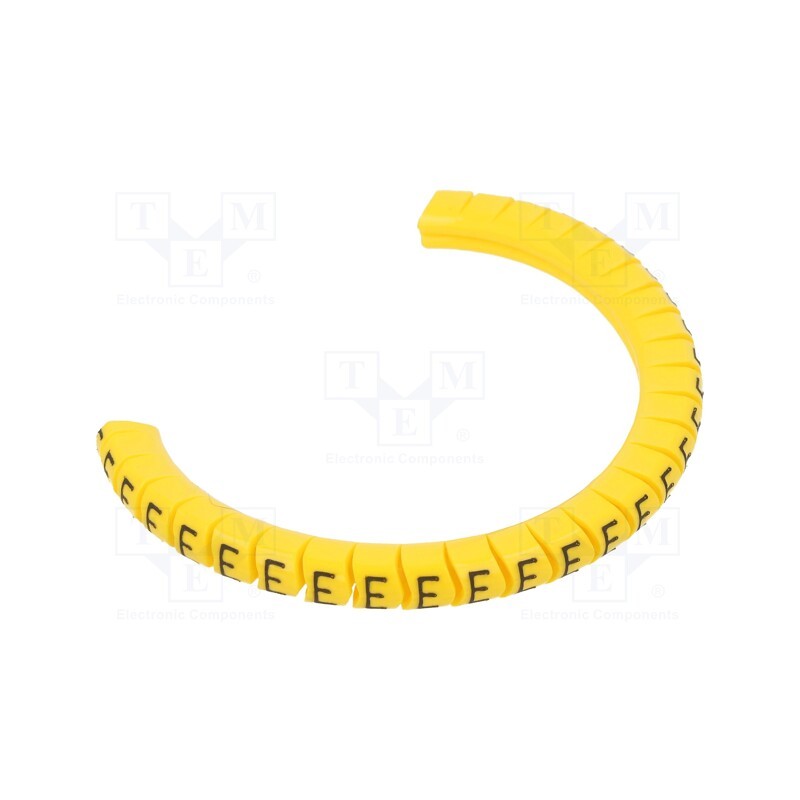 1 pcg x PARTEX - PA-10003PV40.E - Markers, Marking: E, 2.5÷5mm, PVC, yellow, -30÷60°C, leaded, PA-1