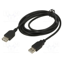 1 pcs x ART - KABUSB2 AA 2M AL-OEM-110 - Cable, USB 2.0, USB A socket,USB A plug, 1.8m, black, Core: Cu
