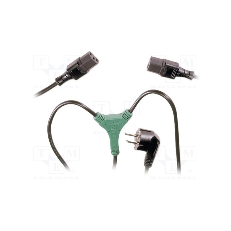 1 pcs x DIGITUS - AK-440401-017-S - Cable, CEE 7/7 (E/F) plug angled,IEC C13 female x2, 1.7m, black