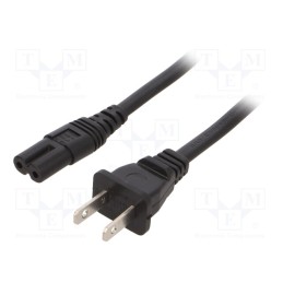 1 pcs x SCHURTER - 6010.5274 - Cable, 2x18AWG, IEC C7 female,NEMA 1-15 (A) plug, PVC, 2m, black