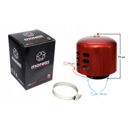 Red conical air filter, diameter 34 mm