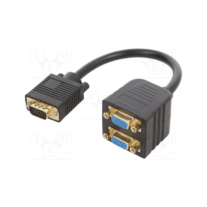 1 pcs x GEMBIRD - CC-VGAX2-20CM - Cable, D-Sub 15pin HD socket x2,D-Sub 15pin HD plug, black