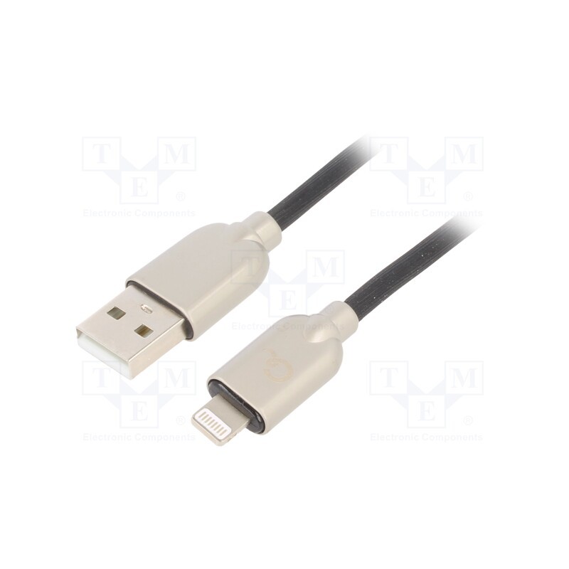 1 pcs x GEMBIRD - CC-USB2R-AMLM-2M - Cable, USB 2.0, Apple Lightning plug,USB A plug, 2m, black