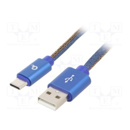 1 pcs x GEMBIRD - CC-USB2J-AMCM-2M-BL - Cable, USB 2.0, USB A plug,USB C plug, gold-plated, 2m, blue