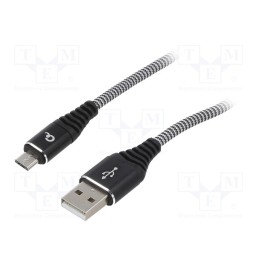 1 pcs x GEMBIRD - CC-USB2B-AMMBM-1M-BW - Cable, USB 2.0, USB A plug,USB B micro plug, gold-plated, 1m