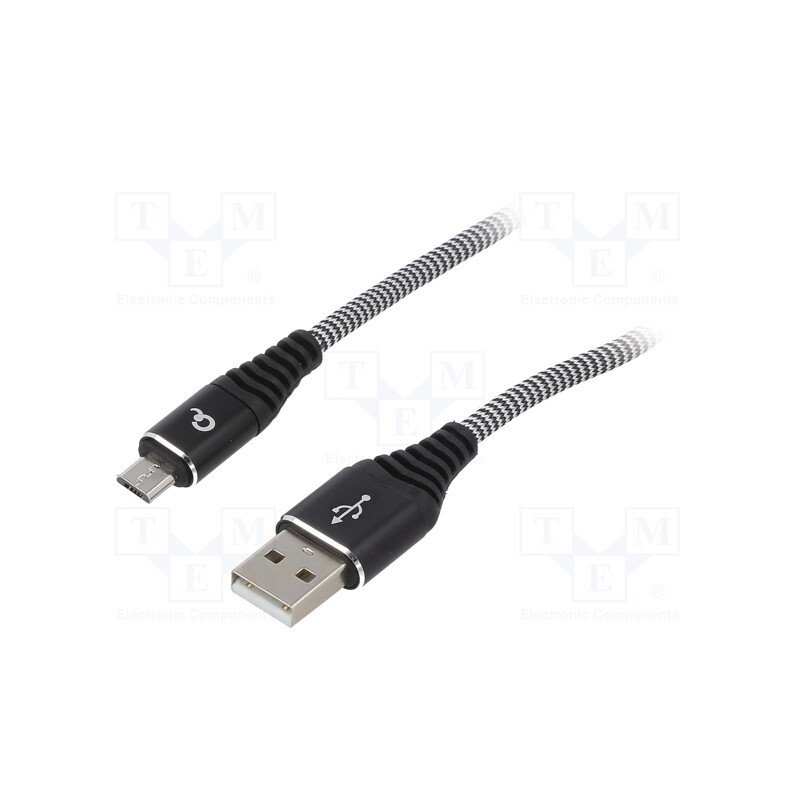 1 pcs x GEMBIRD - CC-USB2B-AMMBM-1M-BW - Cable, USB 2.0, USB A plug,USB B micro plug, gold-plated, 1m
