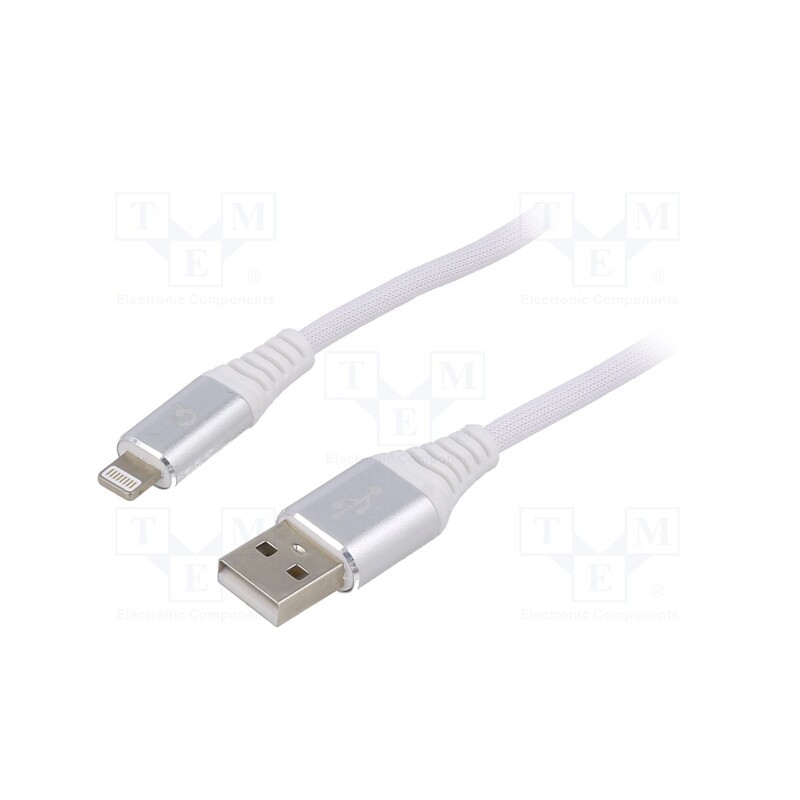 1 pcs x GEMBIRD - CC-USB2B-AMLM-2M-BW2 - Cable, USB 2.0, Apple Lightning plug,USB A plug, gold-plated, 2m