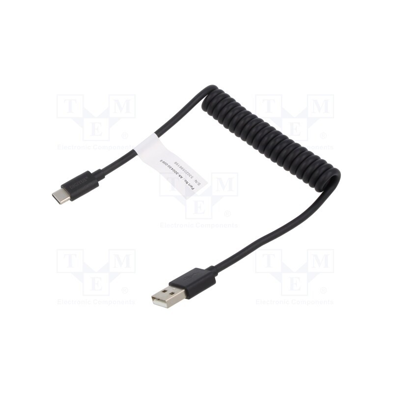 1 pcs x DIGITUS - AK-300430-006-S - Cable, Power Delivery (PD),coiled,USB 2.0, nickel plated, black