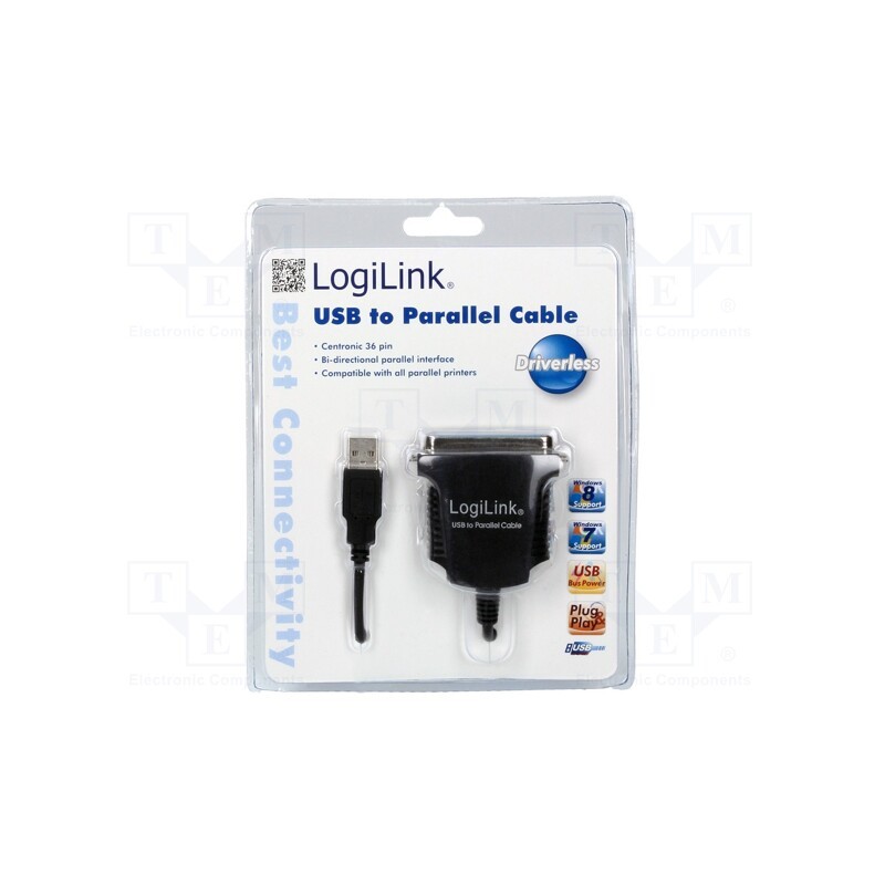 1 pcs x LOGILINK - AU0003C - Adapter USB-Centronics, Centronics 36pin plug,USB A plug, 1.5m