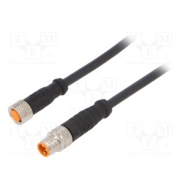 1 pcs x LUTRONIC - 0810 0800 03 300 0,6M - Connection lead, M8, PIN: 3, 0.6m, plug, 50VAC, 4A, -25÷80°C, PUR