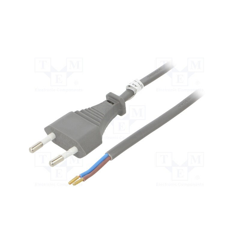 1 pcs x Goobay - 51346 - Cable, CEE 7/16 (C) plug,wires, PVC, 1.5m, grey, 2.5A, 250V