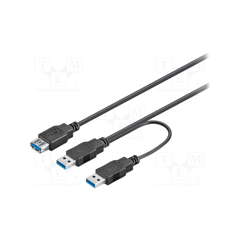 1 pcs x Goobay - 95749 - Cable, USB 3.0, USB A socket,USB A plug x2, 0.3m, black, 5Gbps